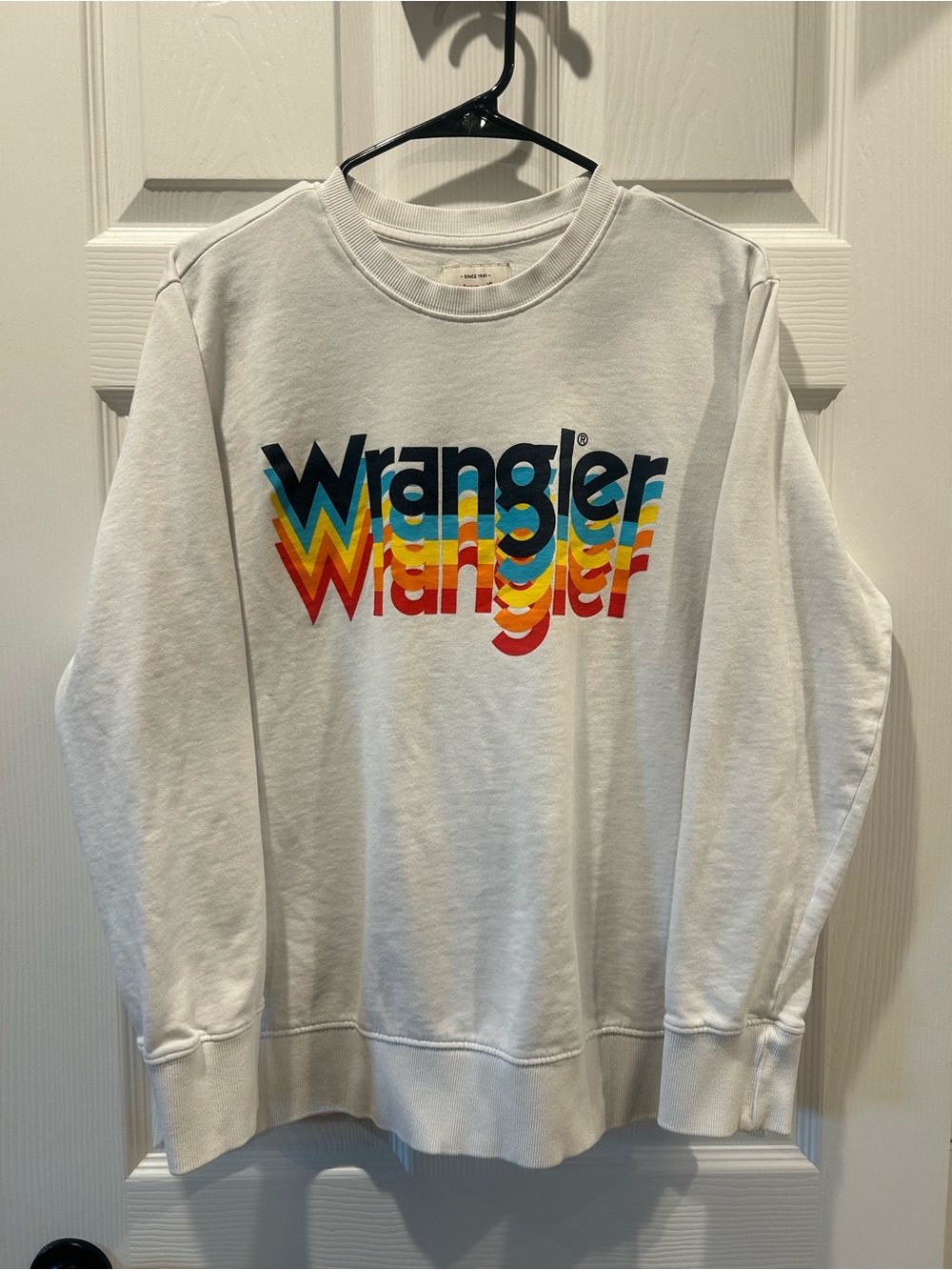 Wrangler Retro Rainbow Stacked Logo Crewneck